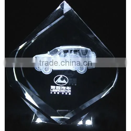 Customized Cube engraved crystal car for gift