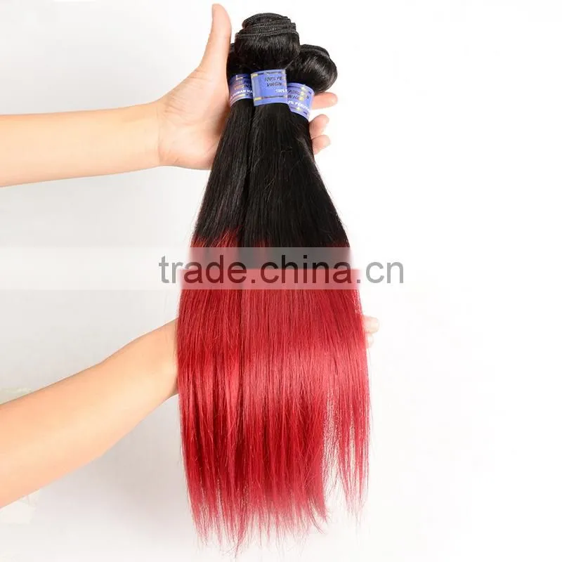 Cheap price with high quality two tone ombre colored hair weave bundles , Peruvian hair