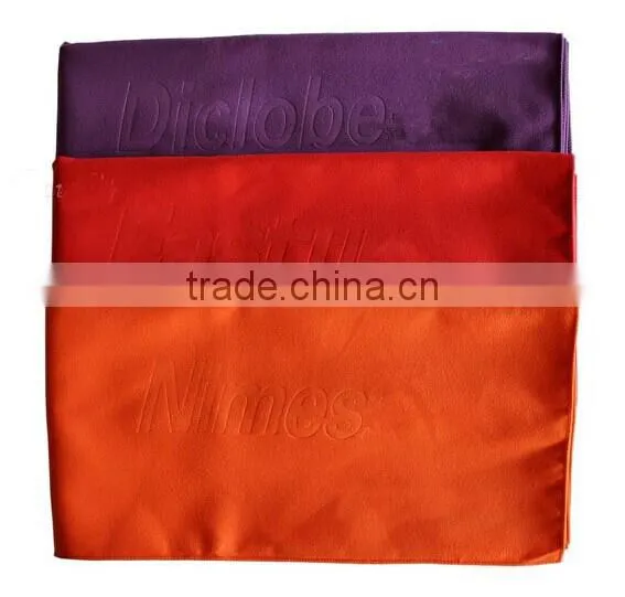 custom embossed logo ultra fine microfiber towel