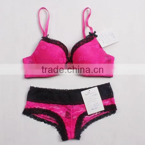 Lace thin cup bra and panty set