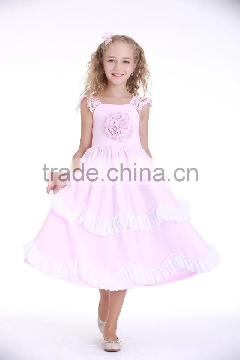 Latest girls cotton frock designs long pink dress puffy dress for girls