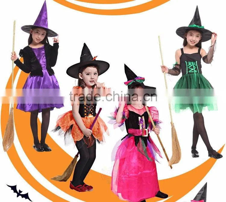 Black color long sleeve halloween witches style kids mexican costumes