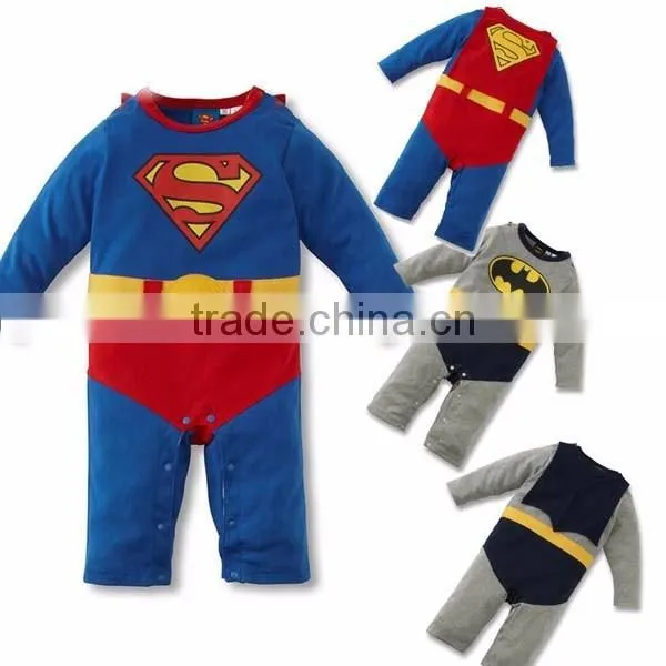 2016 cartoon superman cotton baby boy romper