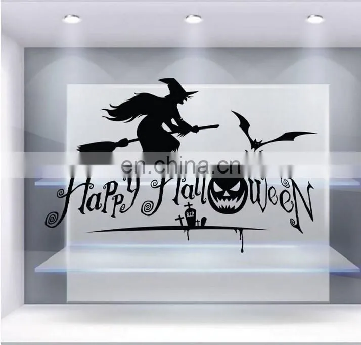 Happy Halloween Witch and Bats Window/Wall Sticker Halloween Decoration Home Decoration