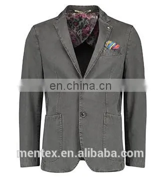 Men's Grey Denim Cloth Stone Washed Casual Blazer 2016