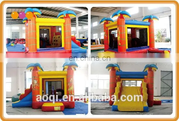 AOQI most popular mini inflatable zoo combo with slide for kids with free EN14960 certificate