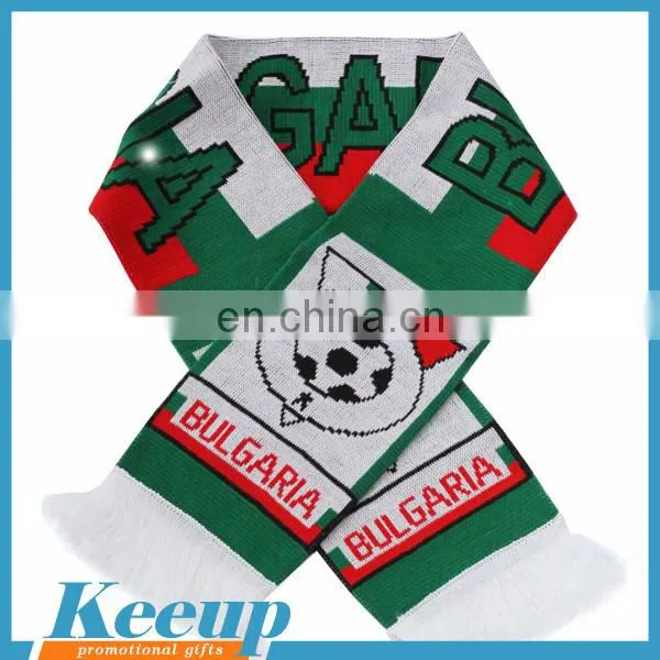 Giveaways acrylic Knitted soccer scarf for promotional