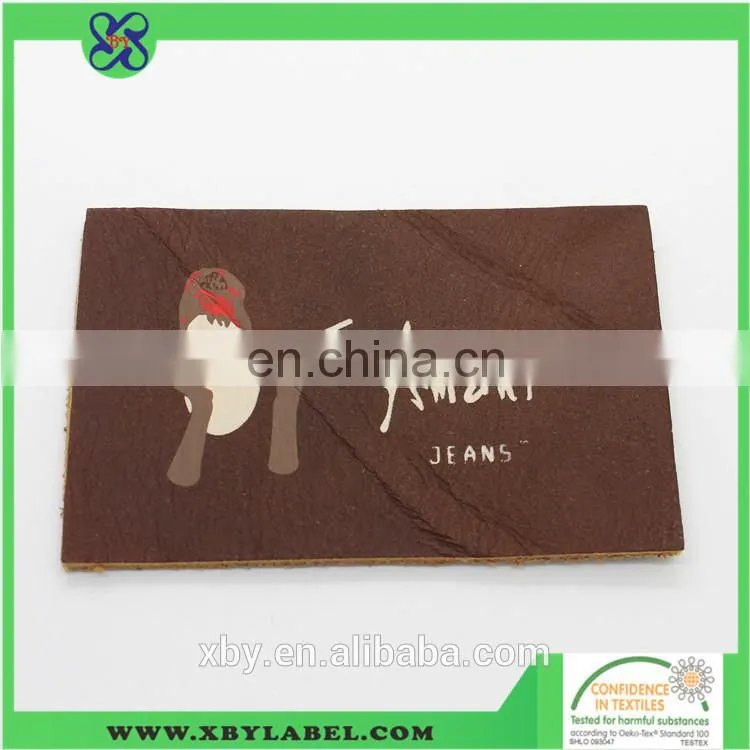 2017 China cheap high quality brown leather patche for denim