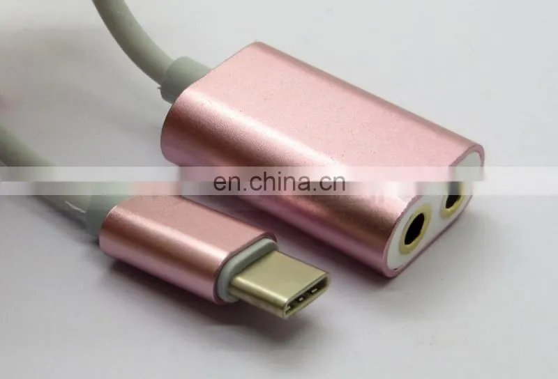 Metal Type C USB C Male to Dual 2 3.5mm Female Splitter Audio Cable