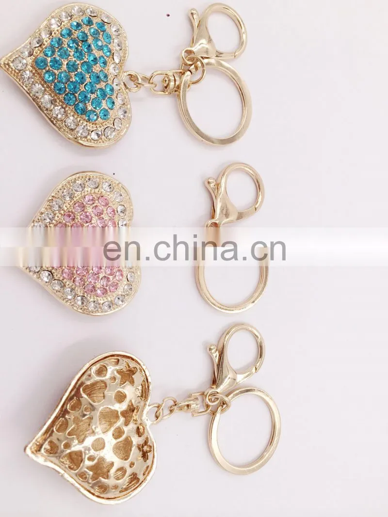 Heart Shaped Crystal Rhinestone Handbag Keyfob Pendant Keychain