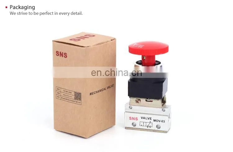 SNS MOV Series aluminum alloy pneumatic hand control air mechanical valve with push button