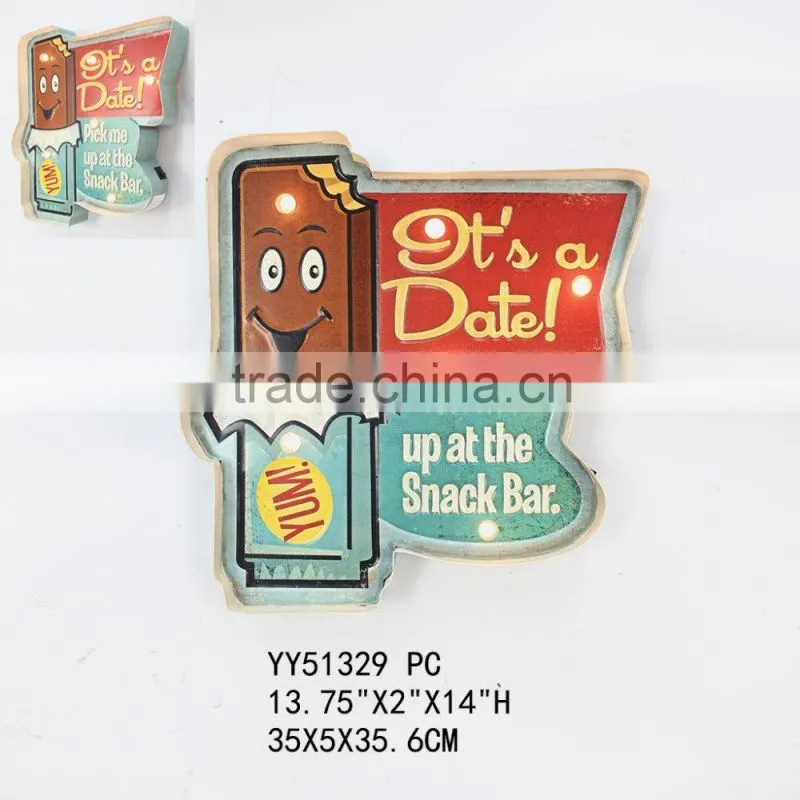 Car club vintage embossed LED tin sign for wall decor, factory metal wall plaque