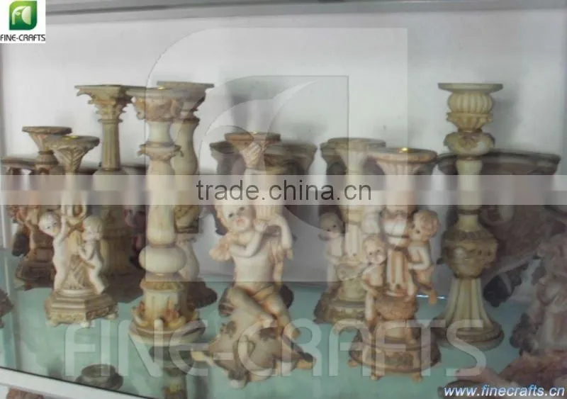 Polyresin religious holy cup with saint figurine for sale
