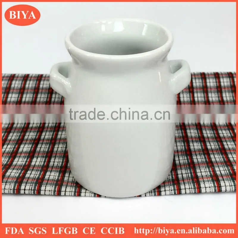 ceramic spice jar unique ceramic milk jar wholesale good price porcelain milk pot sugar bottle with two small handles