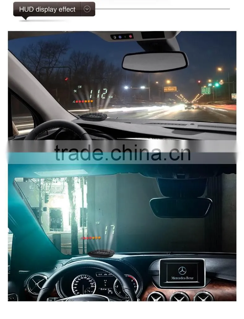 A1 2.0 inch Car GPS HUD Head Up Display Vehicle-mounted Security System, Support Speed & Real Time & Altitude & Over Speed Alarm