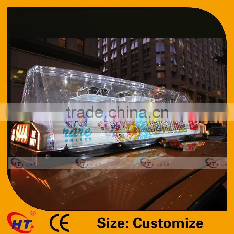 Transparent high quality taxi top advertising