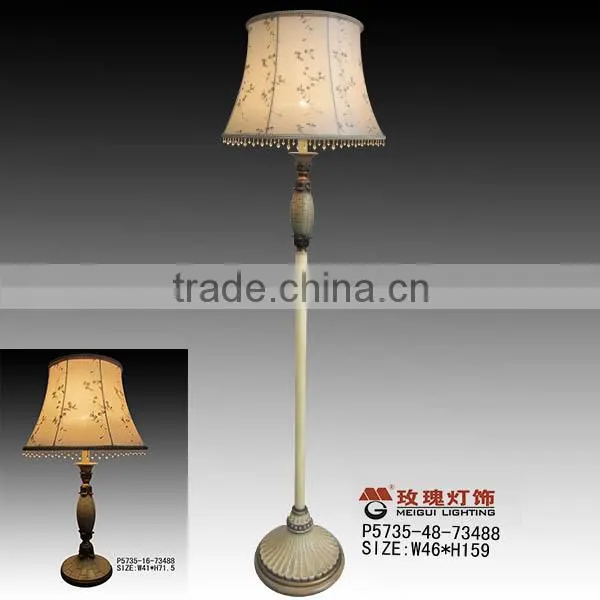 antique resin floor lamp with lint shade