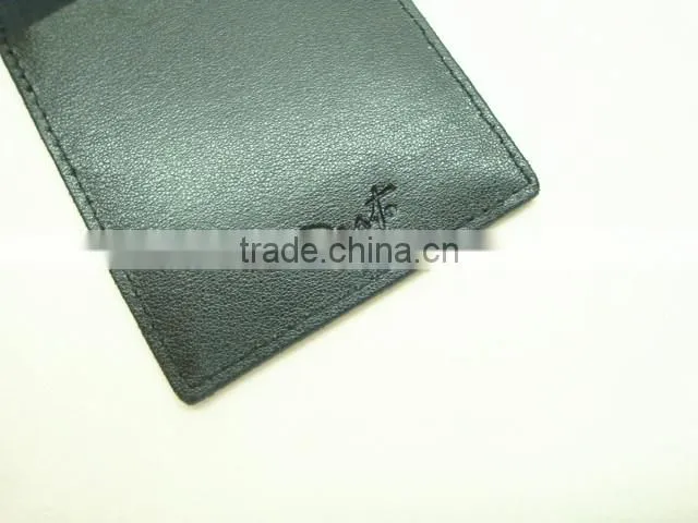 Black Fashion Top Quality Bifold Mini Leather Portable Notepad Case