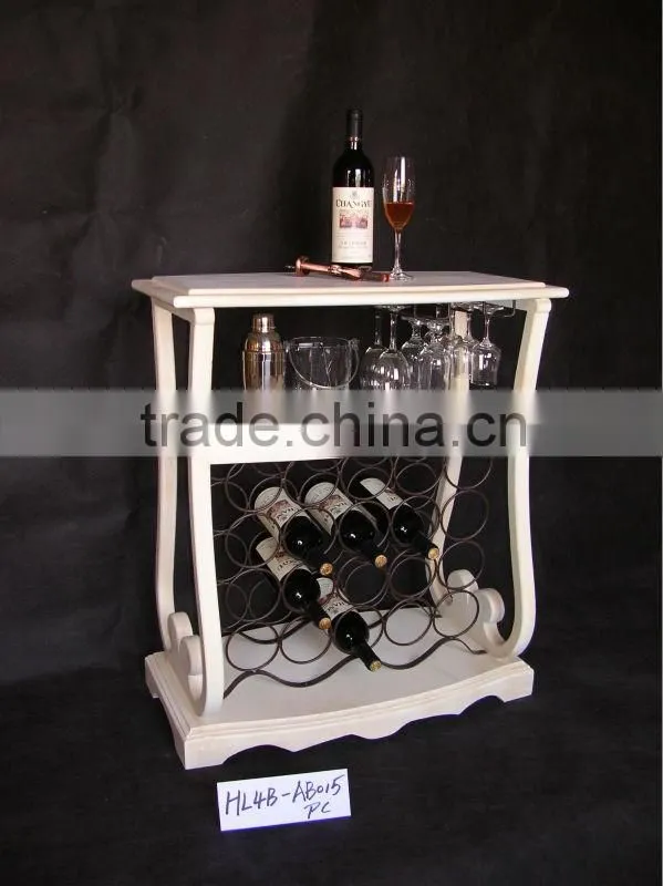 Trend style shabby chic wood wine shelf for living room