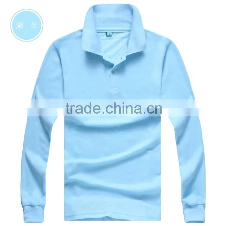 Cheap Price 100% Polyester Long Sleeve Polo Shirt With Pockets