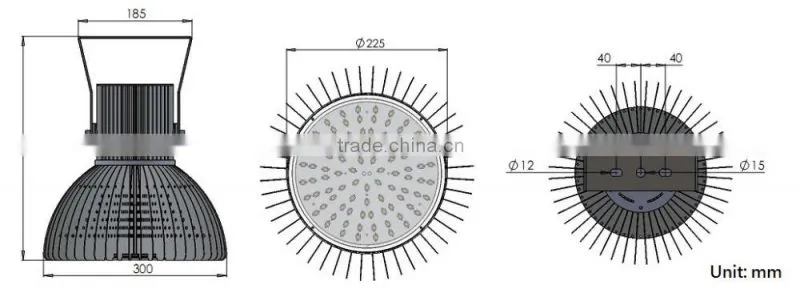 High Lumen Warehouse 120W 150W 180W 200W led standing highbay lights