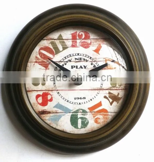 Dia 20cm Country Style Round Metal Wall Clock