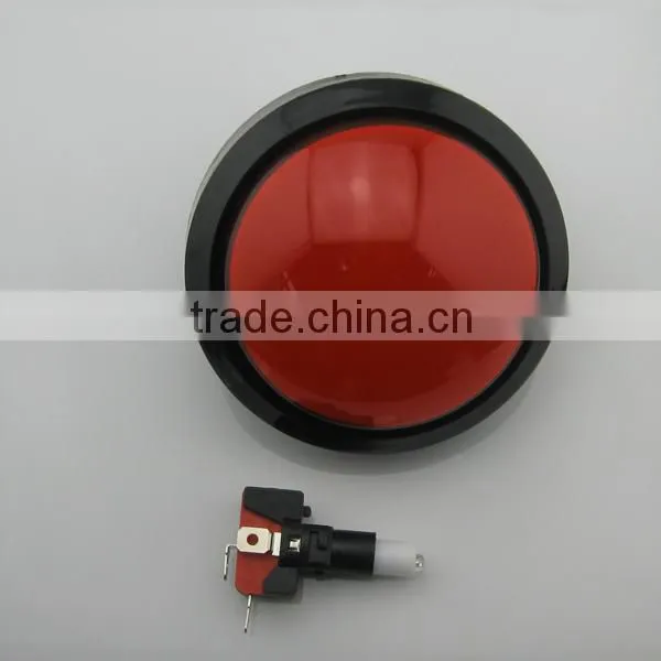 100mm illuminated convex round button with led and microswitch red color F00065