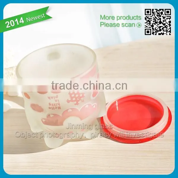 Cat Shape Cartoon Glass Mug Children Favor Milk Glass Cup Safety Handle Cat Cartoon Mug