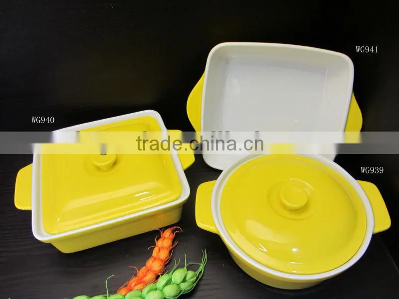 ceramic citron yellow bakeware set