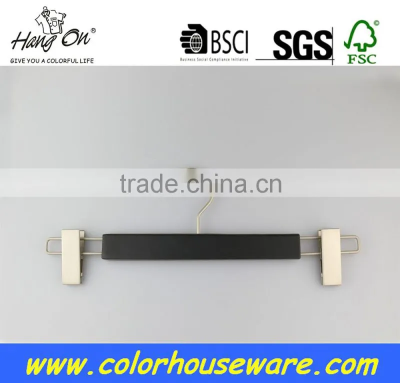 Bulk Cheap Laminated clothed wooden hanger With Clips
