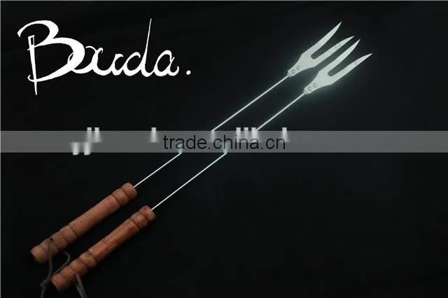 Stainless Steel Barebecue bbq Grill Net with wooden handle BD-B8112