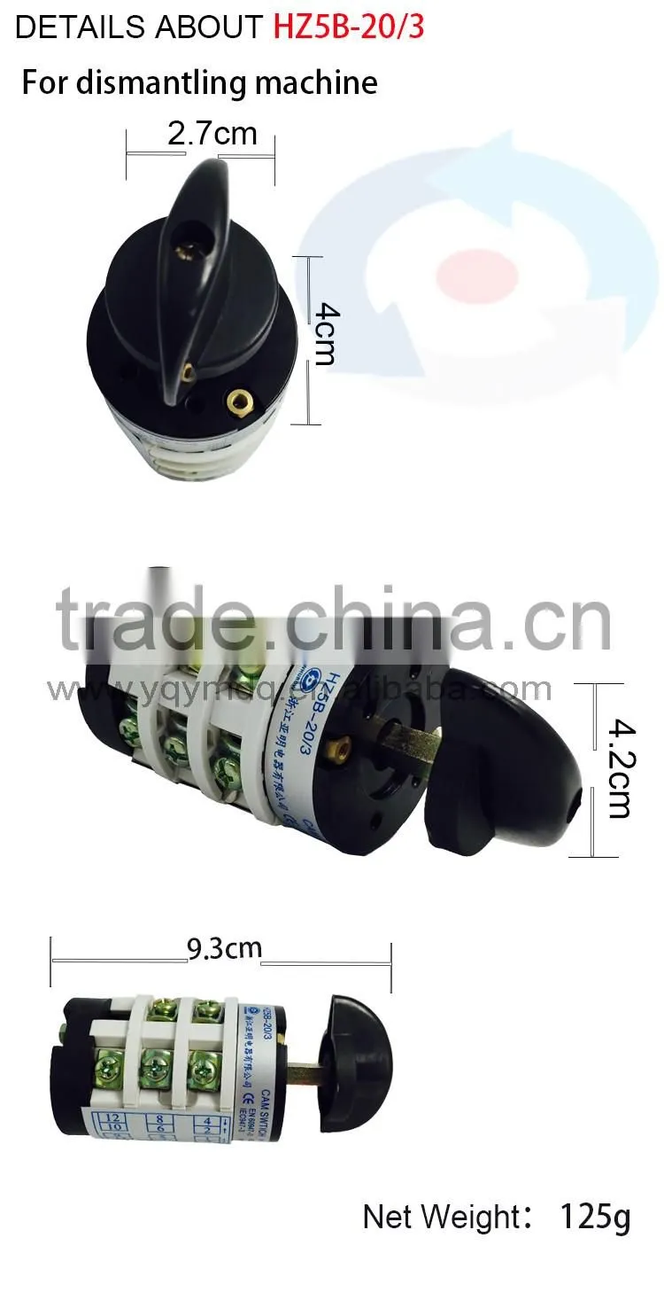 HZ5B-20/3 for dismantling machine only electrical changeover rotary cam combination switch three poles 20A sliver point contacts