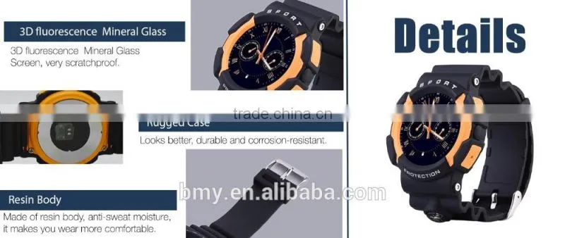 Intelligent waterproof sports watch, with 3G ,BT,see text messages, synchronization time weather, photo camera