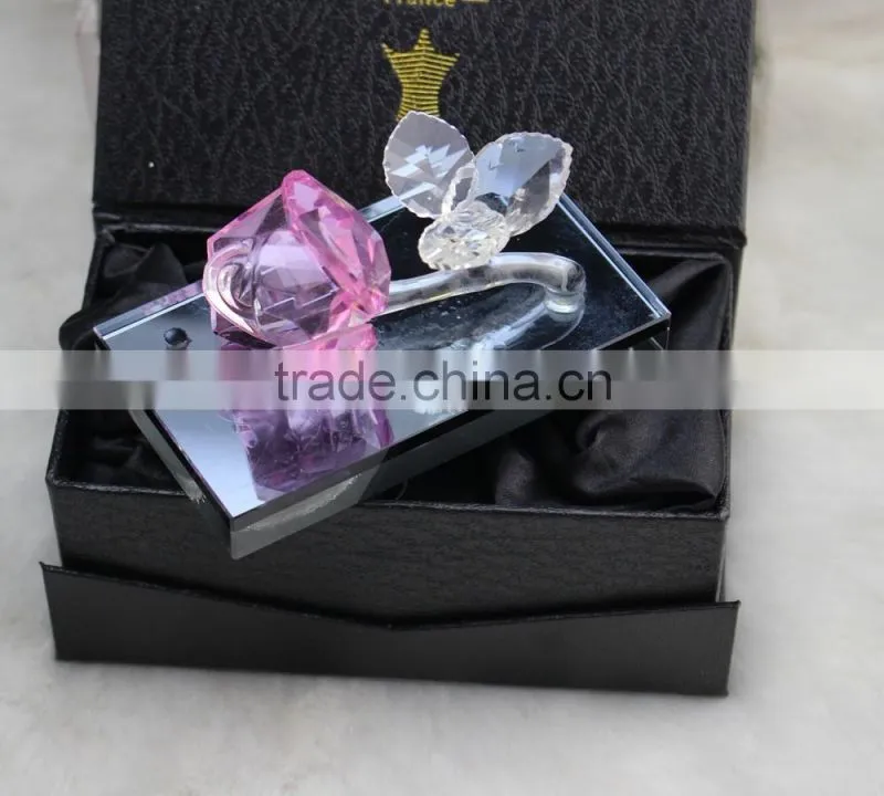 Factory directly sale hot seller high quality crystal rose with base togther for hot selling