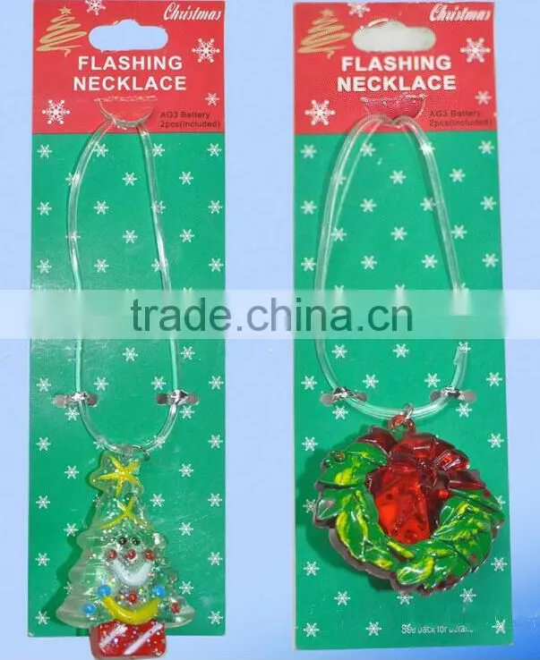 Santa Flashing Pendant Christmas Tree Snowman Reindeer LED Pendant Necklace