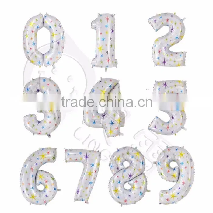 blue pink self inflatable number balloon foil 40" helium