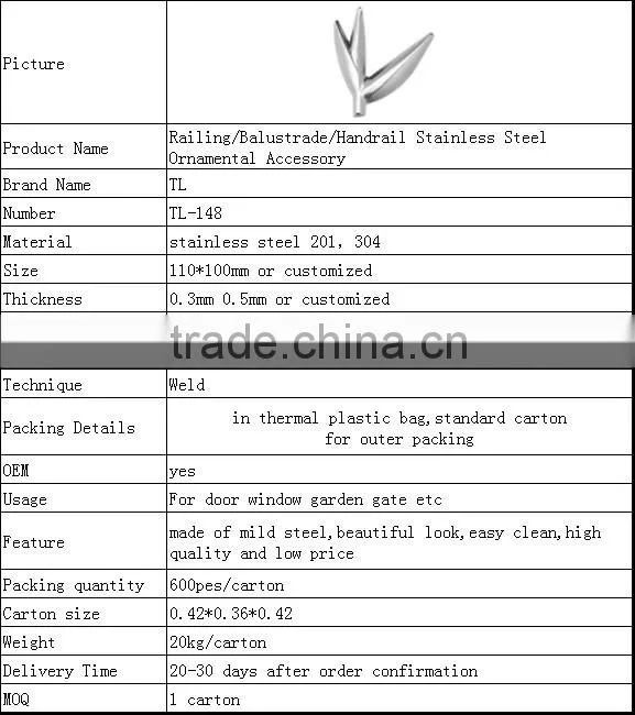 Railing/Balustrade/Handrail Stainless Steel Ornamental Accessory