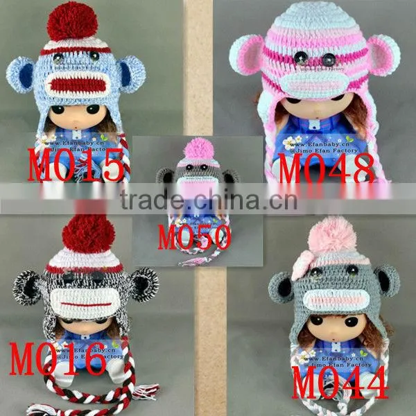 efan tuque hand knit earflap infant toddler animal monkey caps crochet baby winter hat 2013 acrylic beanie minions