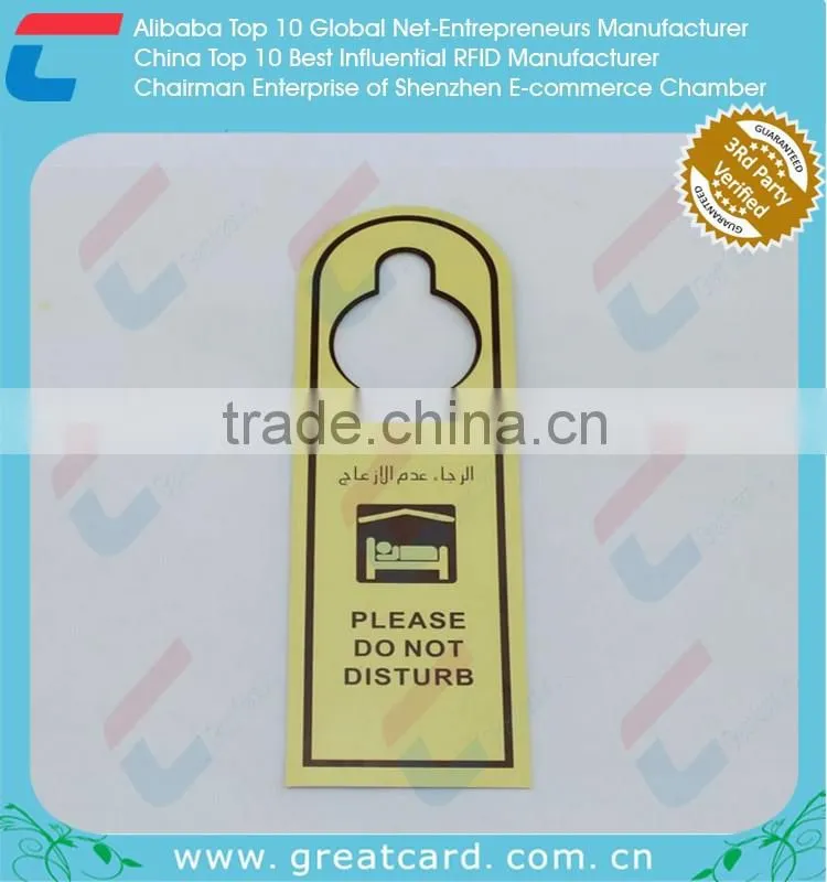 Promotional Custom printing plastic PVC Door Hanger tags for hotel