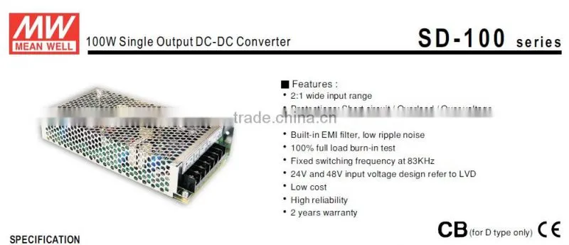 Mean well UL CE CB SD-100C-24 power convereter 100W 24V Converter