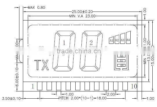 2.8v 1inch HTN lcd panel for ebike display