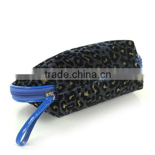 polyester glitter zipper piping cosmetic bag