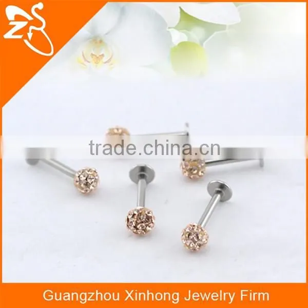 surgical stainless steel epoxy crystal lip body piercing jewelry