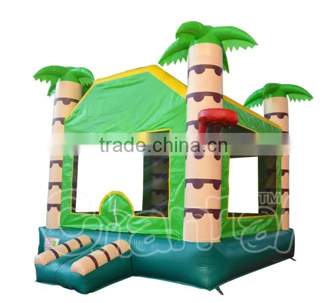 Wholesale inflatable palm tree boucer for sale, cheap inflatable jumping bouncer for kids game