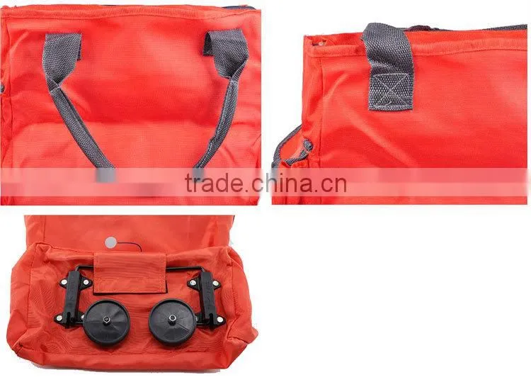 Orange Shoulder Folding Shopping Bags with Wheels GWB021