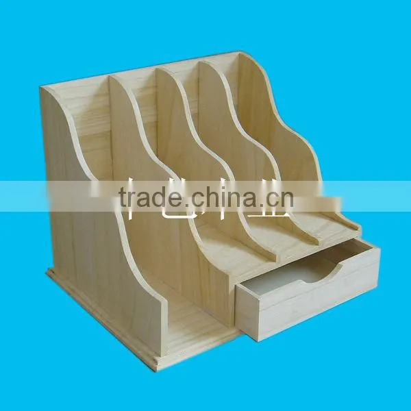 2014 hot sale! FSC handmade antique wooden file rack with drawer