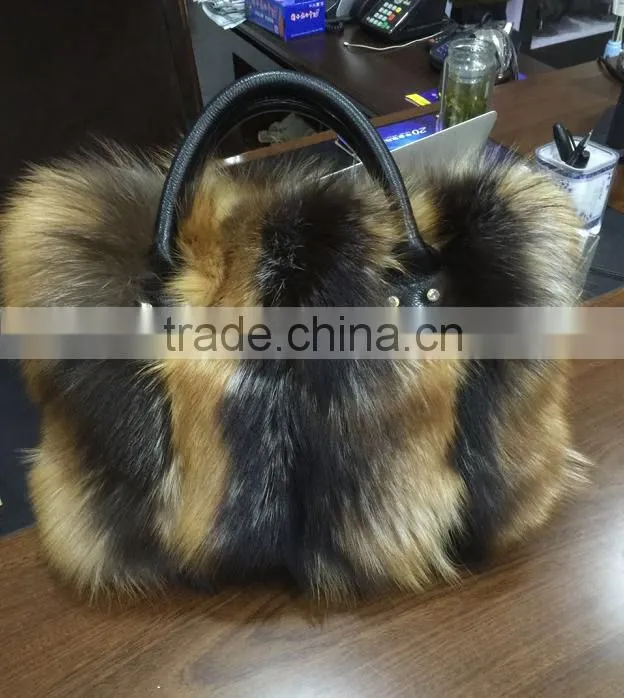 2016 hot selling ladies fashion fox fur bag