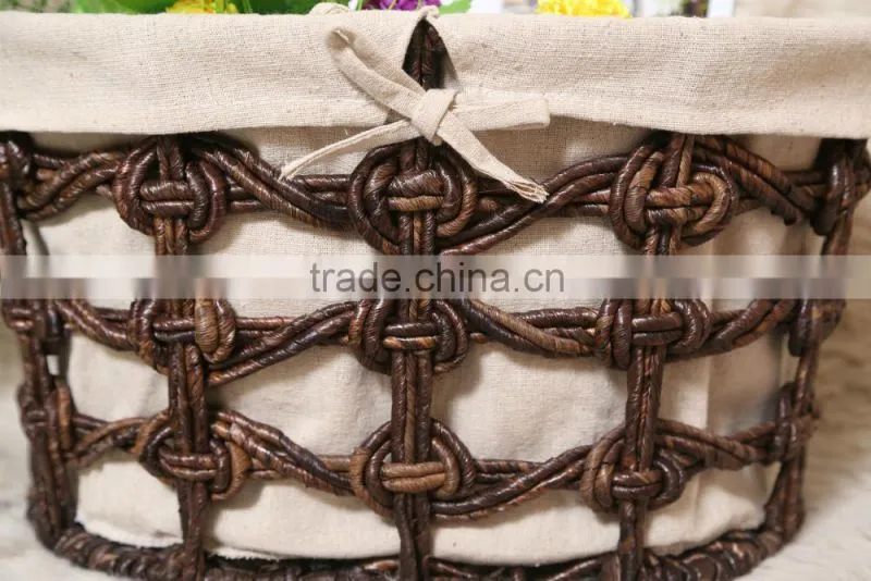 100% Handmade Printing Paper Band Storage Basket Set Of 4