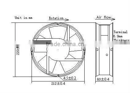 round mini exhaust fan220*220*60mm