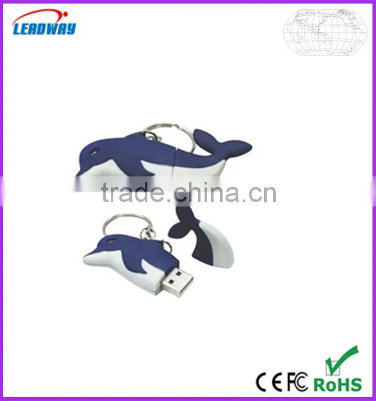 dophin shaped usb pen drive with keyring wholesale china
